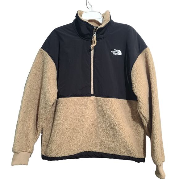 The North Face Tan Black Platte Sherpa 1/4 Zip Fleece Men's Medium - Picture 1 of 5